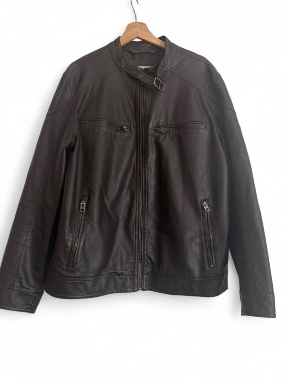 Goodfellow & Co Men’s Dark Brown Leather Bomber Jacket